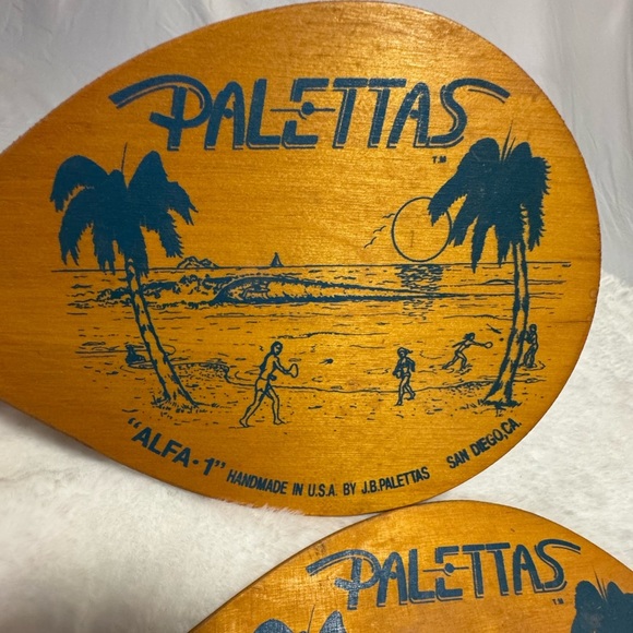 Vintage Palettas Beach Wood Paddles 16” JB Palettas San Diego Alfa-1 paddleball - Picture 11 of 12